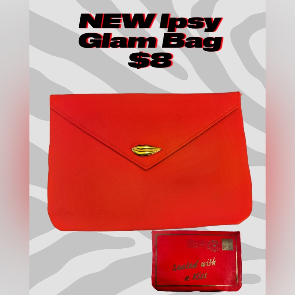 New Ipsy Glam Bag | Red “Sealed With a Kiss” | Lip Print | Small Makeup Bag